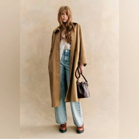 Sezane Clyde Coat Camel - Size 2 - Picture 2 of 9